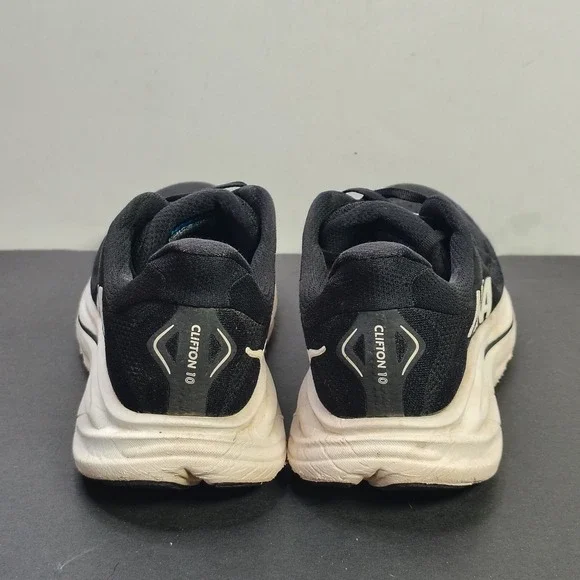 Hoka Men Clifton 10 Size 10.5 Black White Mesh Running Shoes 1162030 BWHT - Picture 5 of 12
